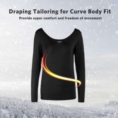 Thermal Underwear Womens Thermal Underwear Long Johns Set Fleece Lined Ultra Soft Ballet Neck Base Layer Black X-Small - CQ19...