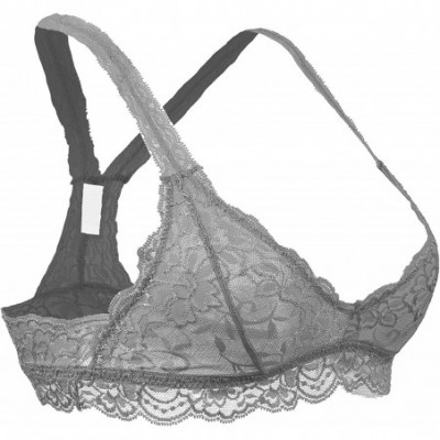 Bras Womens Sheer Non-Padded Lace Racerback Pullover Bralette - Light_gray-wa322 - C818H8T6XUE