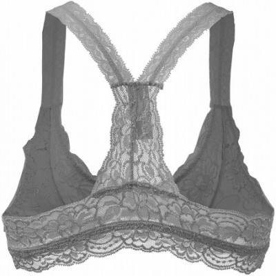 Bras Womens Sheer Non-Padded Lace Racerback Pullover Bralette - Light_gray-wa322 - C818H8T6XUE