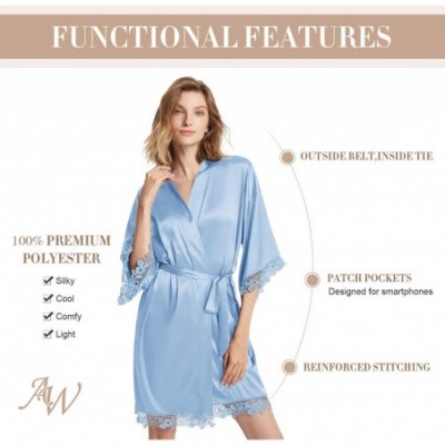 Robes Silky Brides Bridesmaids Robes Lightweight Kimono Sleepwear Bathrobes for Wedding Party - Light Sky Blue (Mother of the...