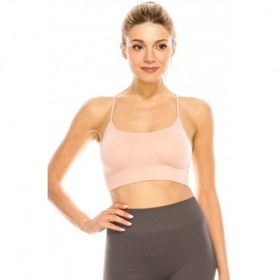 Bras Women's Seamless Sports Bra - Built-in Shelf Bras Workout Tank Top with Removable Pads UPF 50+ (Made in USA) - Dusty Pin...