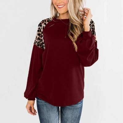 Baby Dolls & Chemises Round Neck Long Sleeve T Shirt for Women-Leopard Print Color Block Sweatshirt-Patchwork Twist Knot Caus...