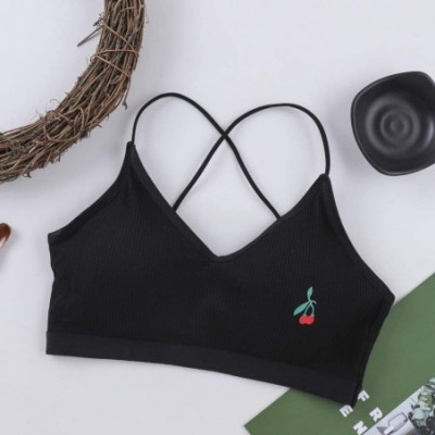 Thermal Underwear Womens V-Neck Bra Comfortable Adjustable Strap Chest Pad Seamless Underwear Lingerie Brassiere - Black - CT...