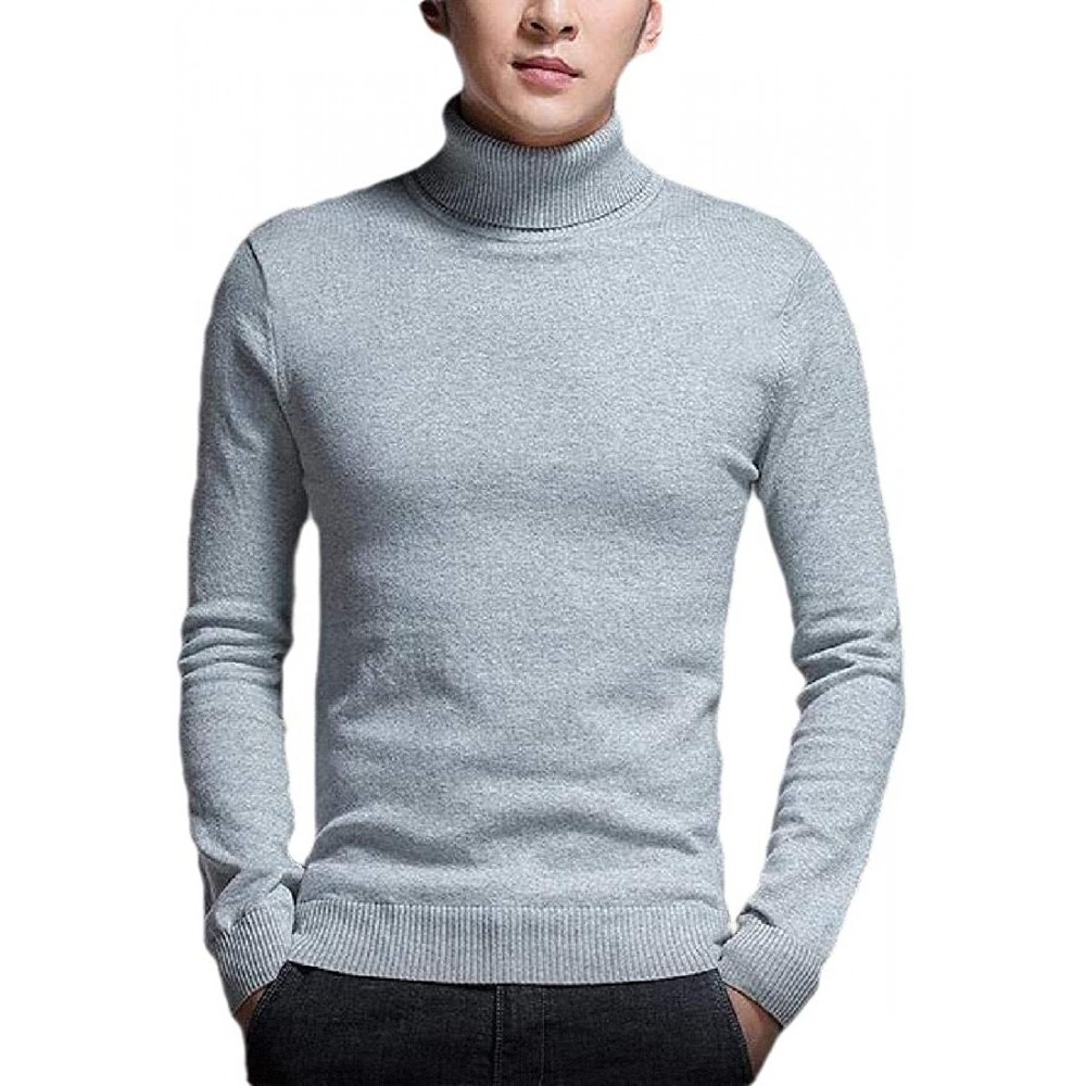 Thermal Underwear Mens Thermal Knitted Mock Turtleneck Long Sleeve T Shirt Pullover Slim Fit Shirts - 6 - C41984D2637