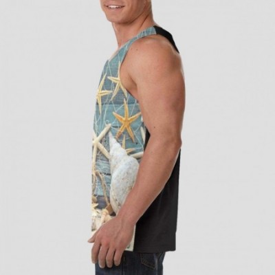 Undershirts Men's Fashion Sleeveless Shirt- Summer Tank Tops- Athletic Undershirt - Starfish Conch Seashell - CK19D8D5ZAY