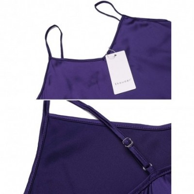 Sets Sleepwear Womens Sexy Lingerie Satin Pajamas Cami Shorts Set Nightwear - Purple - CS186AX85NQ