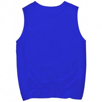 Sleep Tops Men's Lightweight Patchwork Sleeveless Tracksuit Pure Color Vest Sport Contrast - Blue - CT19DOH82LD