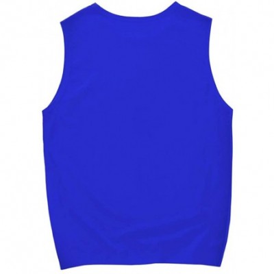 Sleep Tops Men's Lightweight Patchwork Sleeveless Tracksuit Pure Color Vest Sport Contrast - Blue - CT19DOH82LD