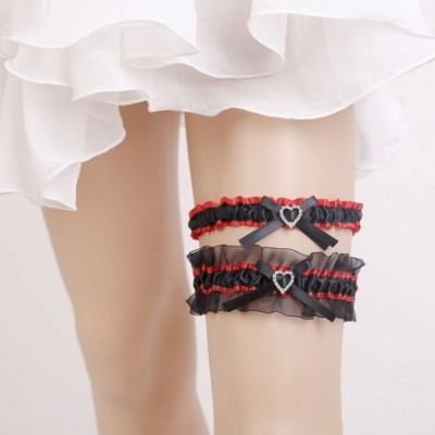 Garters & Garter Belts Wedding Bridal Legs Garter Set Bridal Garters Lace Belt with Beads - Red - CV18DKEL4RG