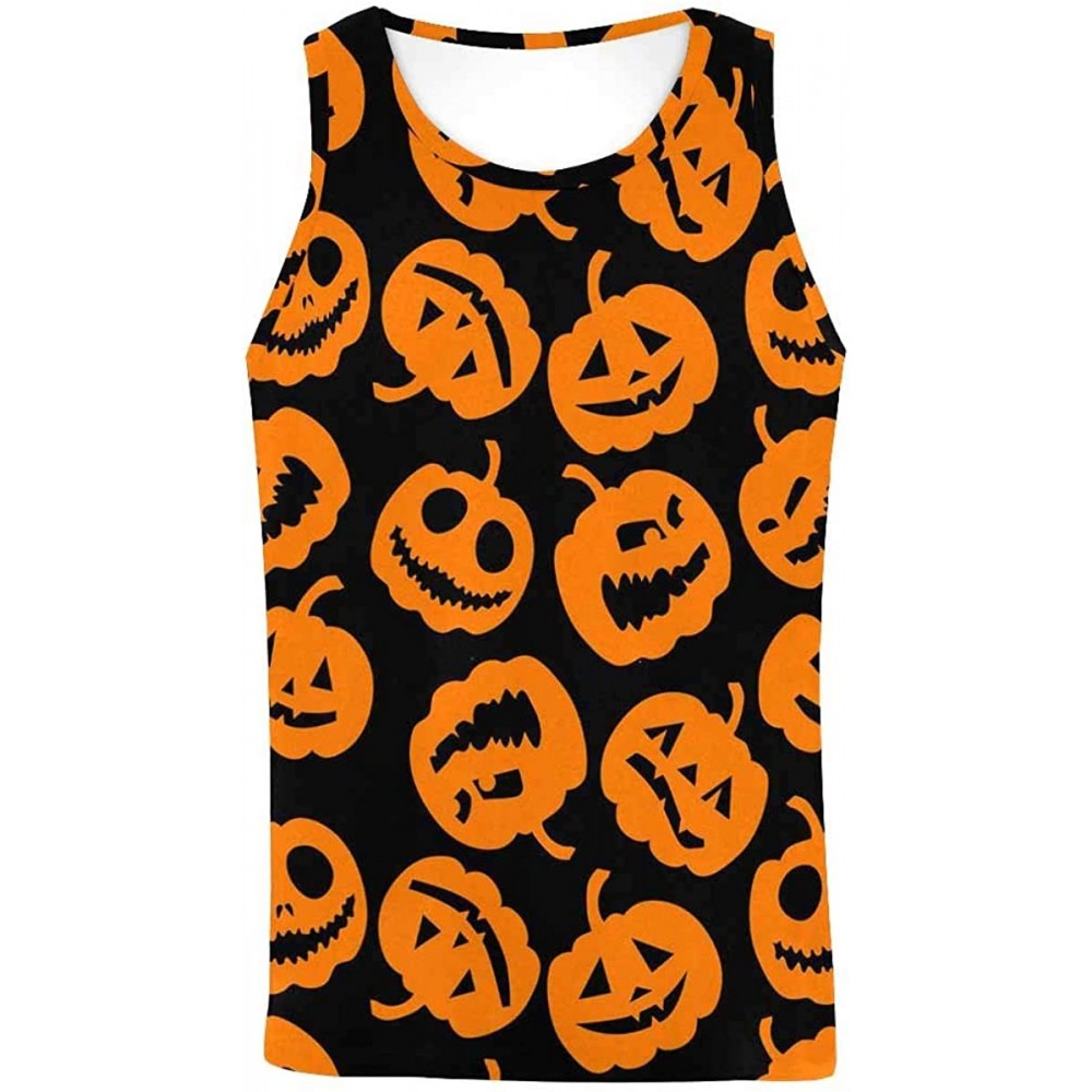 Undershirts Men's Muscle Gym Workout Training Sleeveless Tank Top Halloween Bats Skulls Webs - Multi9 - C419DLNZUZQ