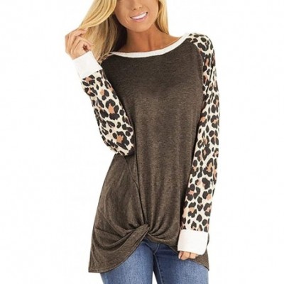 Baby Dolls & Chemises Women Casual Long Sleeve Side Twist Knotted Tops Loose Tunic Blouses Sweatshirts Tops - Brown 1 - CJ18X...