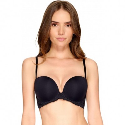 Bras 7479 - Women's Classic Strapless Push Up Bra with Lace Detail (Size 32B to 38B and 36C) - Black - C011GSLNCTX