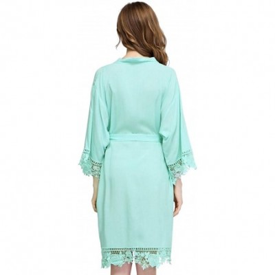 Robes Women Rose Lace Cotton Robes Getting Ready for Bride and Bridesmaids - Mint - CR195DUZQ7O