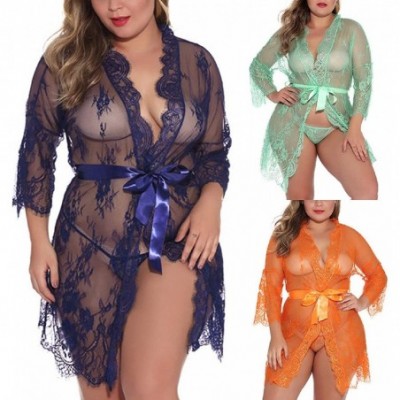 Baby Dolls & Chemises Women Lingerie for Women Floral Lace Mesh Straps Plus Size Open Front Chemise Babydolls Sleepwear Satin...