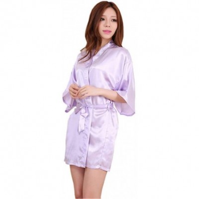 Robes Women's Dressing Gown Solid Color Satin Kimono Robe Spring and Summer Bathrobe Nightdress Sexy V-Neck Negligee Nightgow...