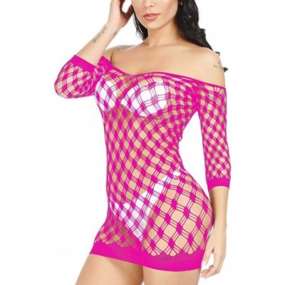 Thermal Underwear Women's Sexy Hollow Out Buttock Net Sexy Lingerie Transparent Mesh Underwear - Hot Pink - CX1979OGZXT