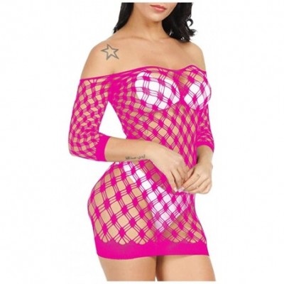 Thermal Underwear Women's Sexy Hollow Out Buttock Net Sexy Lingerie Transparent Mesh Underwear - Hot Pink - CX1979OGZXT