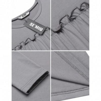 Nightgowns & Sleepshirts Women Long Sleeve Cotton Nightgown Soft Sleepwear - Grey - CZ188RYAWN8