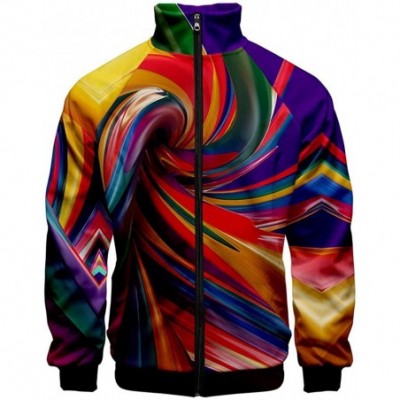 Thermal Underwear Men's 3D Printed Coat Zipper Long Sleeve Baseball Uniform Jacket Pullover - Multicolor3 - CX18A74WTON