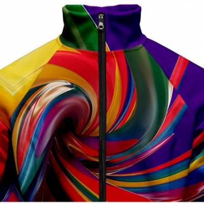 Thermal Underwear Men's 3D Printed Coat Zipper Long Sleeve Baseball Uniform Jacket Pullover - Multicolor3 - CX18A74WTON