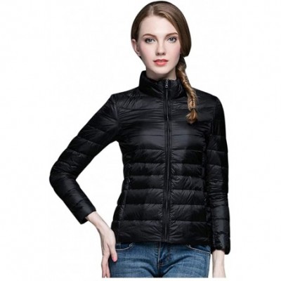 Thermal Underwear Women Lightweight Down Jacket Winter Slim Rain Puffer Padded Waterproof Parka Coats - Black - CK192W4ACDX