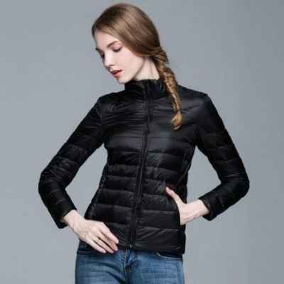 Thermal Underwear Women Lightweight Down Jacket Winter Slim Rain Puffer Padded Waterproof Parka Coats - Black - CK192W4ACDX