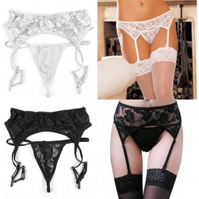 Garters & Garter Belts 3 Pairs Pattern Fashion Lace Ladies Womens Thigh Highs Temptation Garter Belt Transparent Socks - Blac...