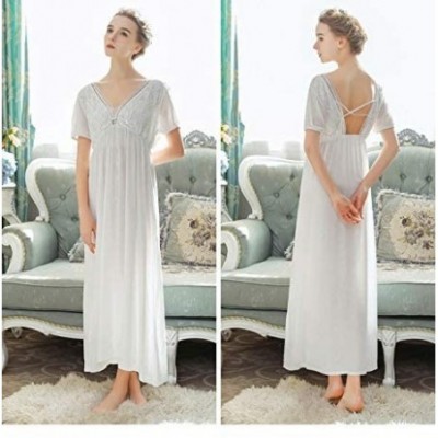 Nightgowns & Sleepshirts Women's Vintage Victorian Sleepwear Short Sleeve Sheer Nightgown Pajamas Nightwear Lounge Dress - 02...