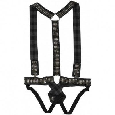 G-Strings & Thongs Men's Suspender Jockstrap Bodysuit One-Piece Sexy Jumpsuits Wrestling Singlet - Black - CK1905QMUUE