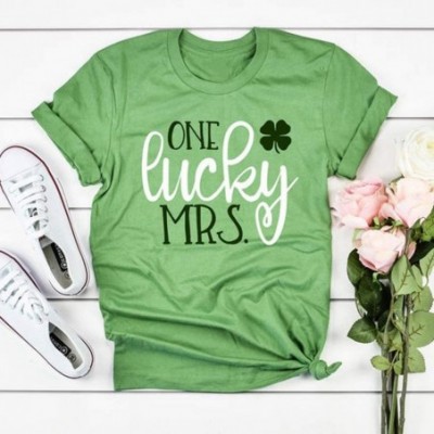 Shapewear Women's Fun Letter Print St Pat's Paddy Patrick V-Neck T-Shirt - N-green - CI1952CYXO5