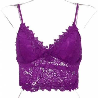 Garters & Garter Belts Women Plus Size Vest Crop Wireless Bra Lingerie Sexy V-Neck Underwear Camisole - Purple - C91933RSTLU