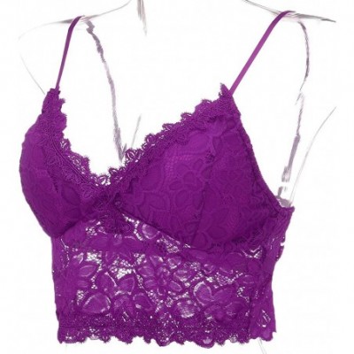 Garters & Garter Belts Women Plus Size Vest Crop Wireless Bra Lingerie Sexy V-Neck Underwear Camisole - Purple - C91933RSTLU