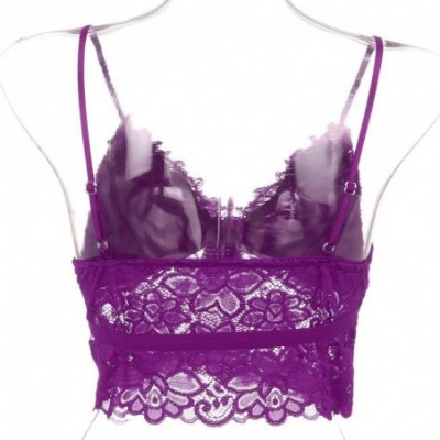 Garters & Garter Belts Women Plus Size Vest Crop Wireless Bra Lingerie Sexy V-Neck Underwear Camisole - Purple - C91933RSTLU