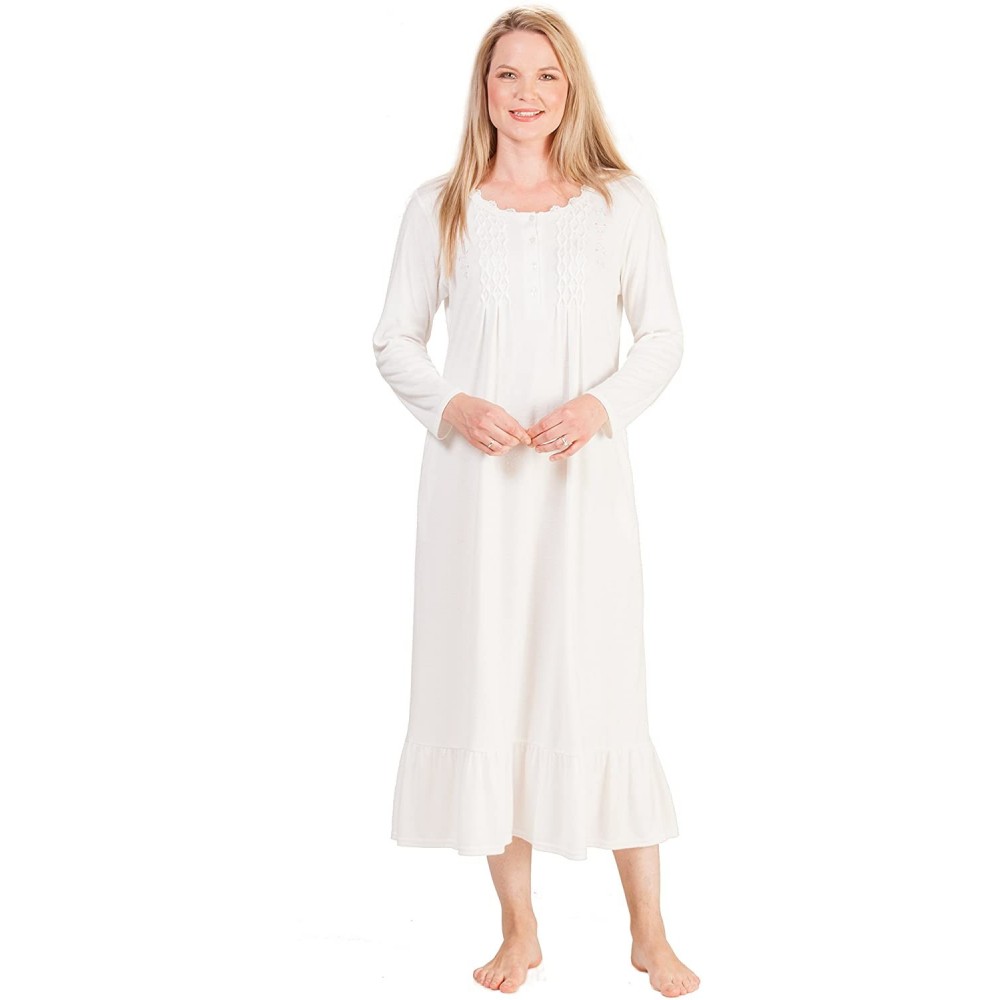 Nightgowns & Sleepshirts Poly/Rayon Blend Long Sleeve Ballet Nightgown - Ivory Bloom - Ivory - CR12NZR4XMI