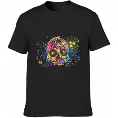 Undershirts Graffiti Skull Cotton T Shirt Men Durable Classic Undershirt Human Skeleton Black 4XL - CY19DSG5WLU