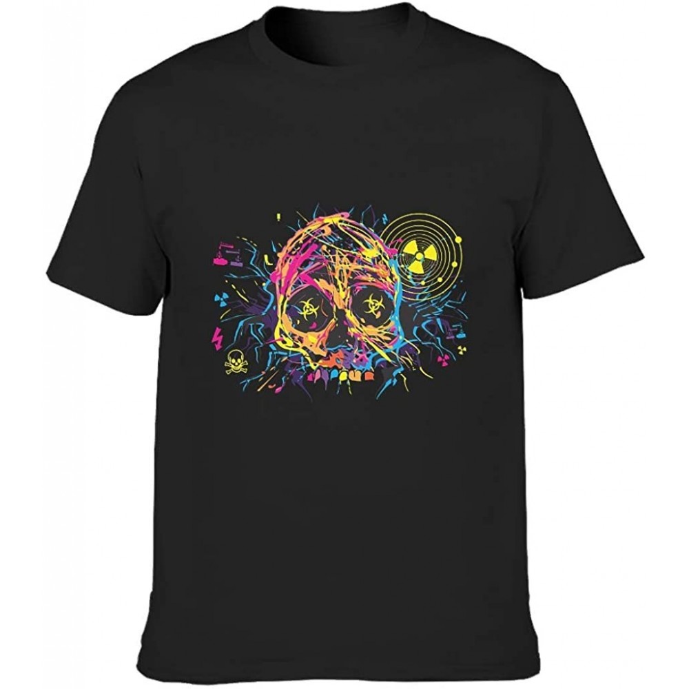 Undershirts Graffiti Skull Cotton T Shirt Men Durable Classic Undershirt Human Skeleton Black 4XL - CY19DSG5WLU