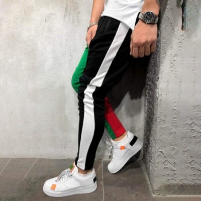 Boxers 2019 Men's Casual Solid Loose Patchwork Color Sweatpant Trousers Jogger Pant - Green - CM18NT0GA7W