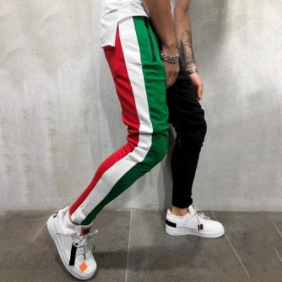 Boxers 2019 Men's Casual Solid Loose Patchwork Color Sweatpant Trousers Jogger Pant - Green - CM18NT0GA7W