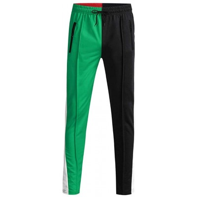 Boxers 2019 Men's Casual Solid Loose Patchwork Color Sweatpant Trousers Jogger Pant - Green - CM18NT0GA7W