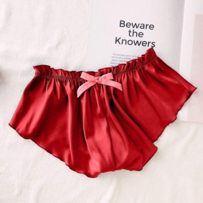 Panties Women's Silk Satin Hipster Panties Comfort Bow Underwear Panty Pajamas - Red - CQ193T90AKM