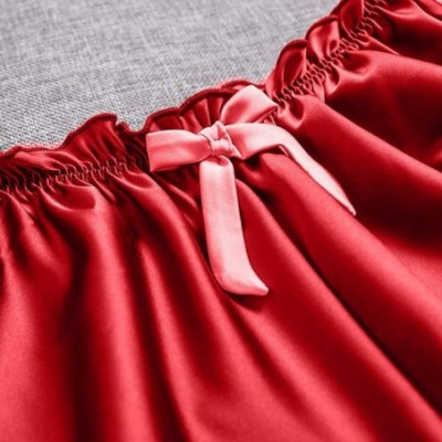 Panties Women's Silk Satin Hipster Panties Comfort Bow Underwear Panty Pajamas - Red - CQ193T90AKM