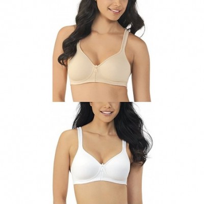 Bras Women's Body Caress Full Coverage Wirefree Bra 72335 - Damask Neutral/Star White - C1186NKO06N