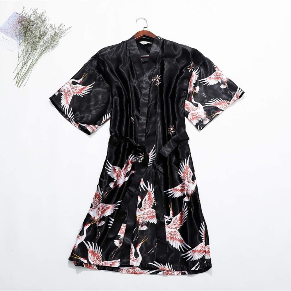 Robes 2020 New Solid Robes Women Long Sleeve Nightgown Ladies Girls Silk Satin Smooth Spring Lace Sleepwear Female Bathrobe-A...