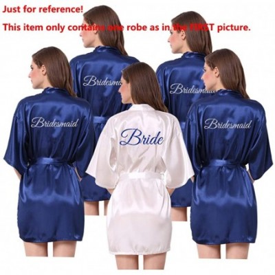 Robes Satin Kimono Wedding Party Getting Ready Robe with Glitters - C-dark Blue (Maid of Honor) - CO18WZQKYW2