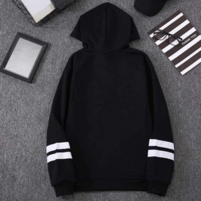 Trunks Men's Lightweight Jacket Musical Note Print Hoodie Casual Sweatshirt Slim Fit Solid Color Long Sleeve Tops - Black - C...