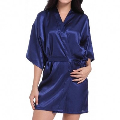 Nightgowns & Sleepshirts Bride Satin Robes-Womens Lace Wedding Bridesmaid Party Kimono Pajamas-Lingerie with Bronzing Logo Si...