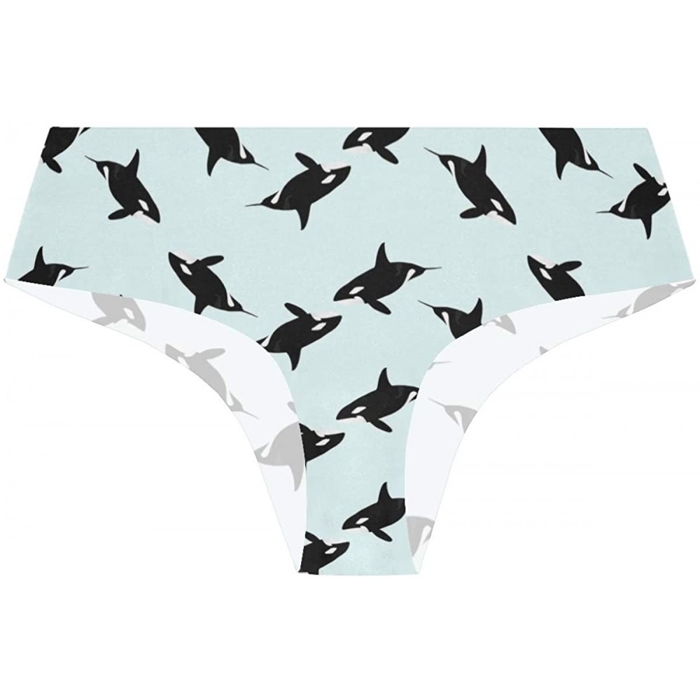 Panties Women's Bikini Panty Mardi Gras Fleur De Lis Seamless Underwear - Killer Whale - C618YKKZXDN