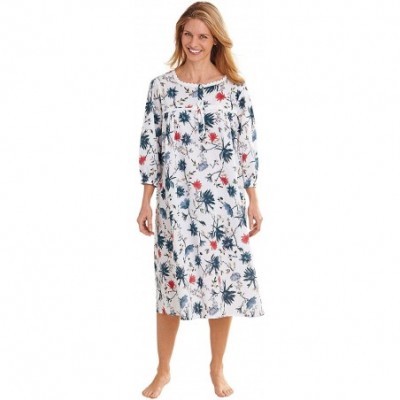 Nightgowns & Sleepshirts Pleated Nightgown - Blue Botanical - CF19CK0HI8W