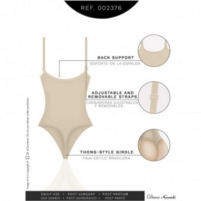 Shapewear 002376 Shapewear Bodysuit Thong for Women | Fajas Colombianas - Beige - CQ1822QRK4Y