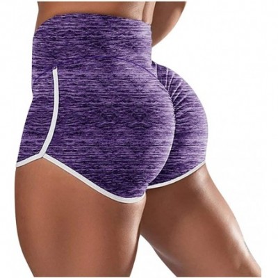 Thermal Underwear Women Basic Slip Bike Shorts Compression Workout Leggings Yoga Shorts - Purple - CN198RNNE6Q